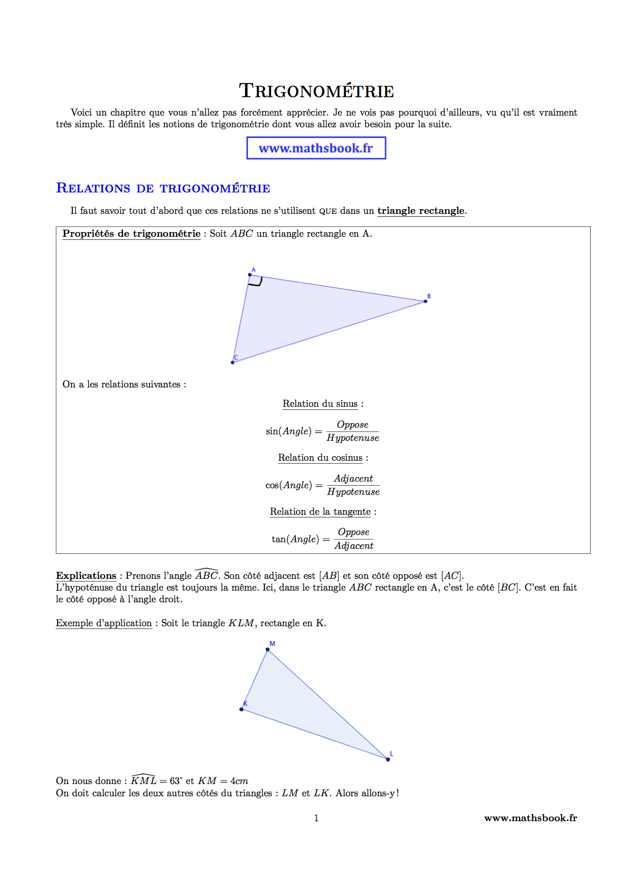 relation de trigonometrie
