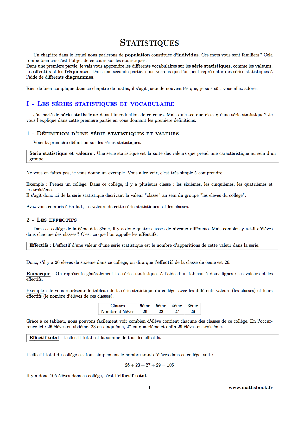 series statistiques effectifs